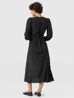 Adaline Zip Up Dress - Black Polka Dot