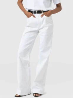 Adjustable Wide Leg Jean - White