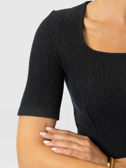 Akia Short Sleeve Tee - Black Textured