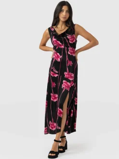 Alexis Dress - Pink Stem Floral