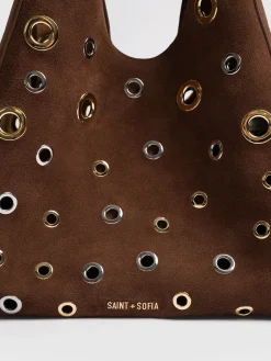 Allana Eyelet Bag - Coffee Suede