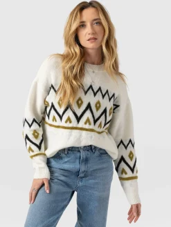 Allana Fairisle Sweater - White