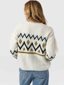 Allana Fairisle Sweater - White