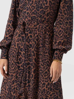 Allegra V Neck Dress - Brown Leopard