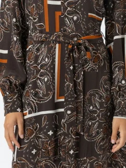 Allegra V Neck Dress - Brown Paisley