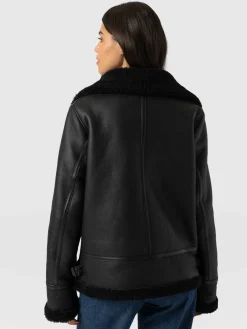 Amelia Aviator Jacket - Black