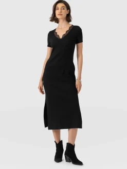 Andie V Neck Dress - Black Lace