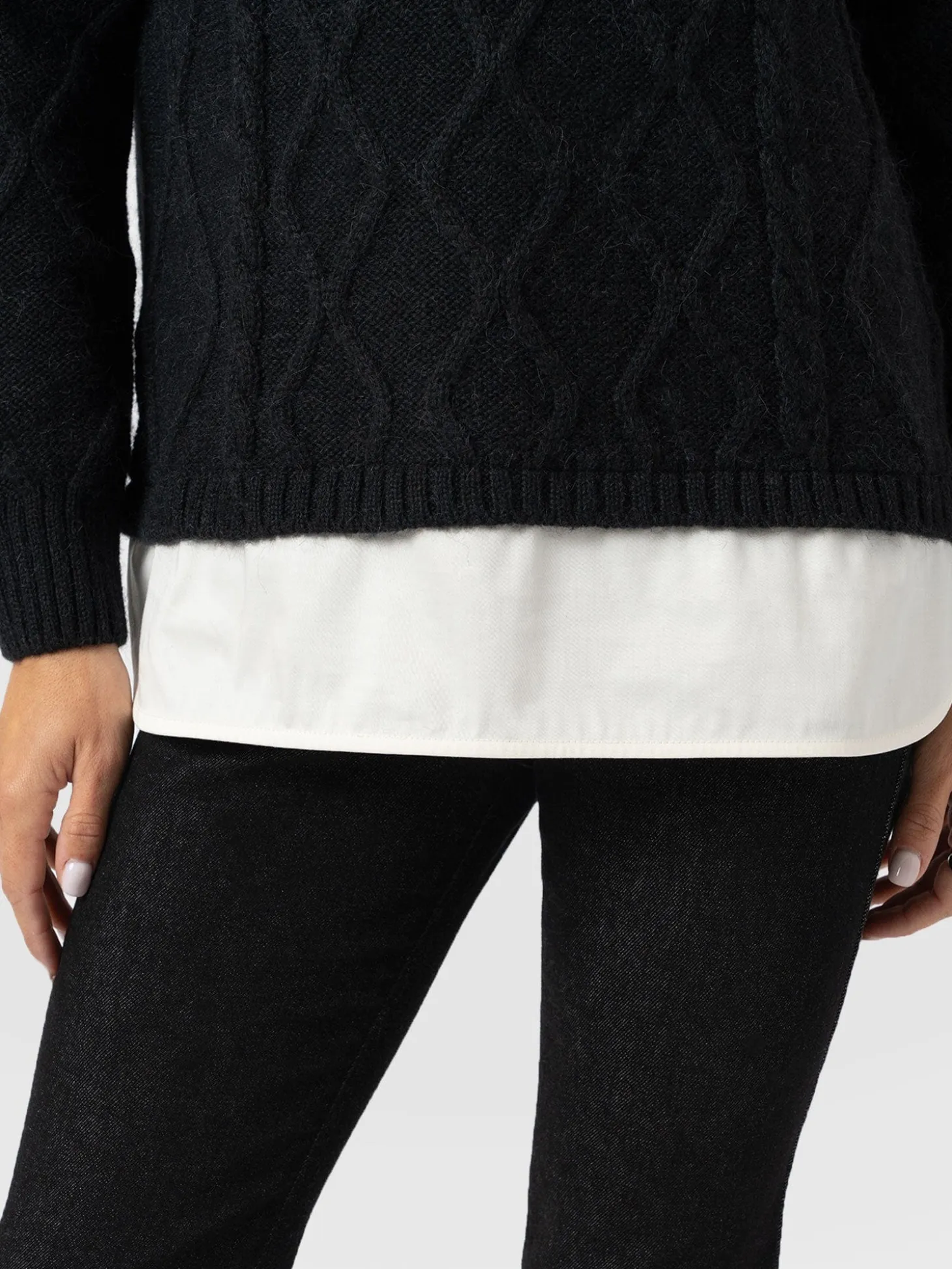 Arden Mock Shirt Sweater - Black