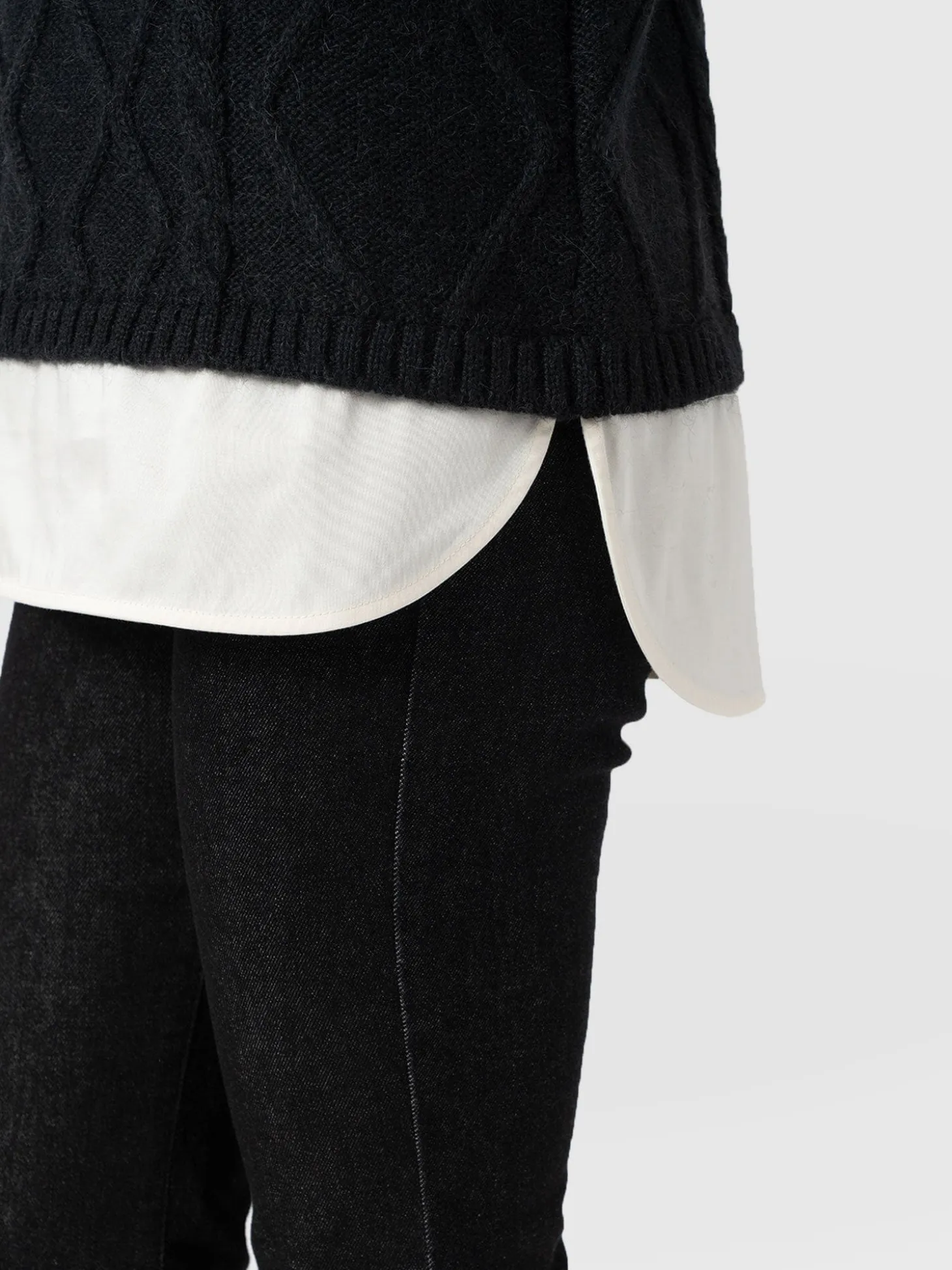 Arden Mock Shirt Sweater - Black