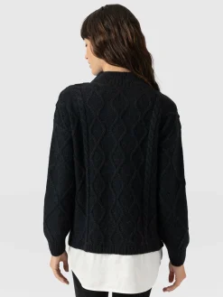Arden Mock Shirt Sweater - Black