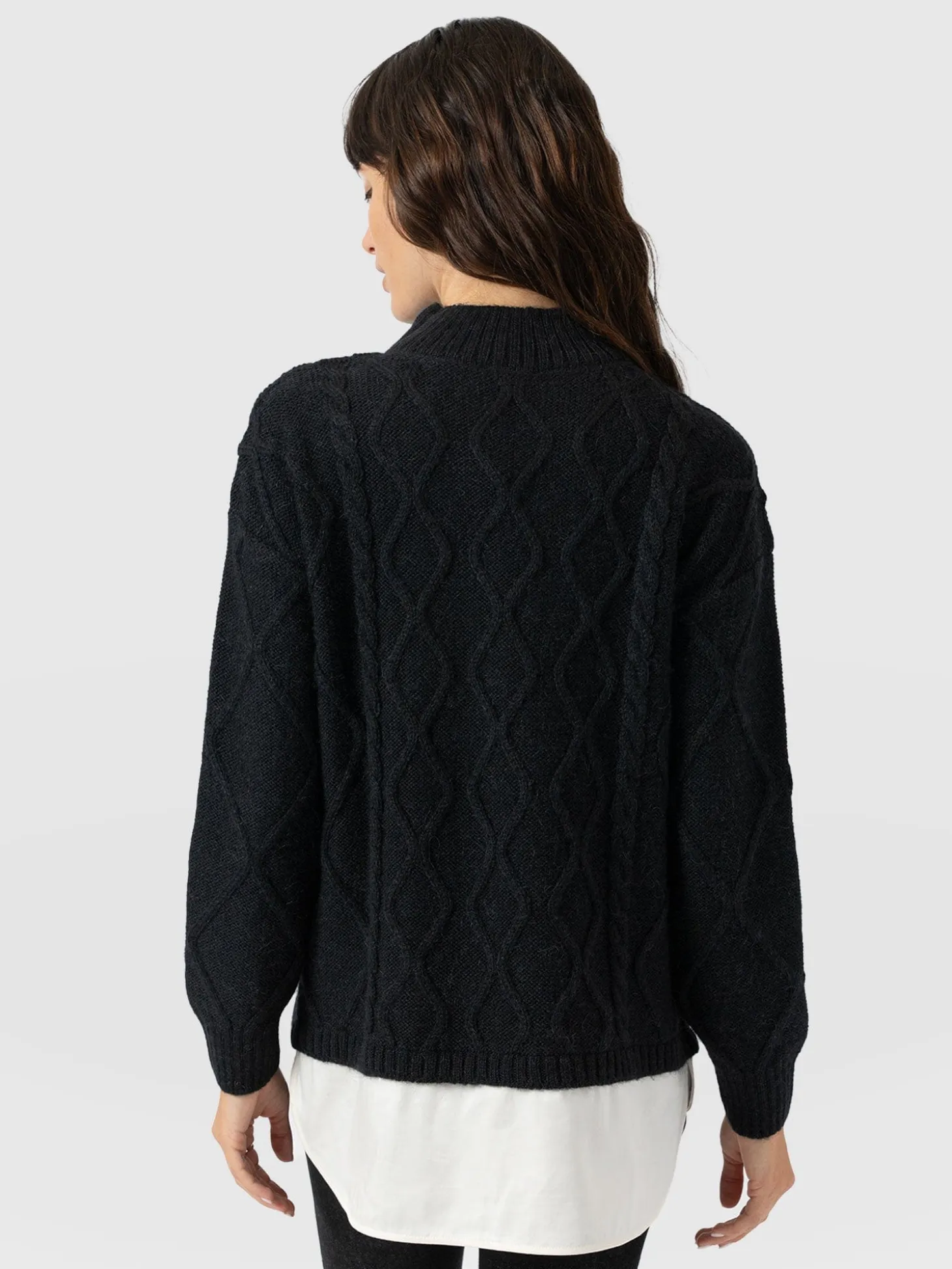 Arden Mock Shirt Sweater - Black