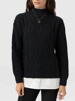 Arden Mock Shirt Sweater - Black