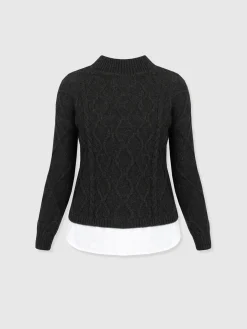 Arden Mock Shirt Sweater - Black