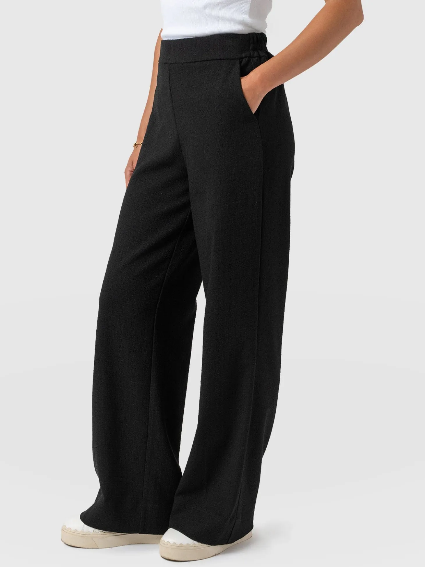 Arden Wide Leg Pant - Black Boucle