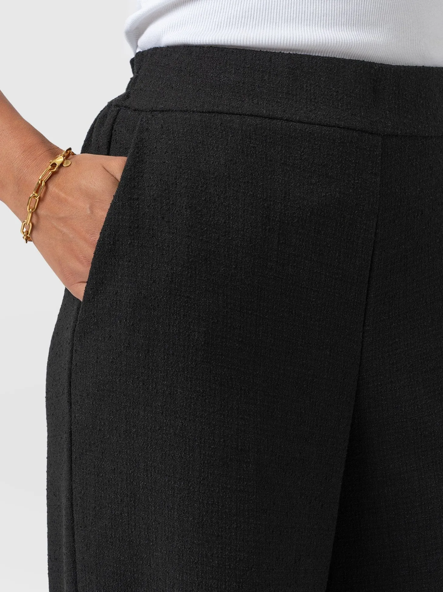 Arden Wide Leg Pant - Black Boucle
