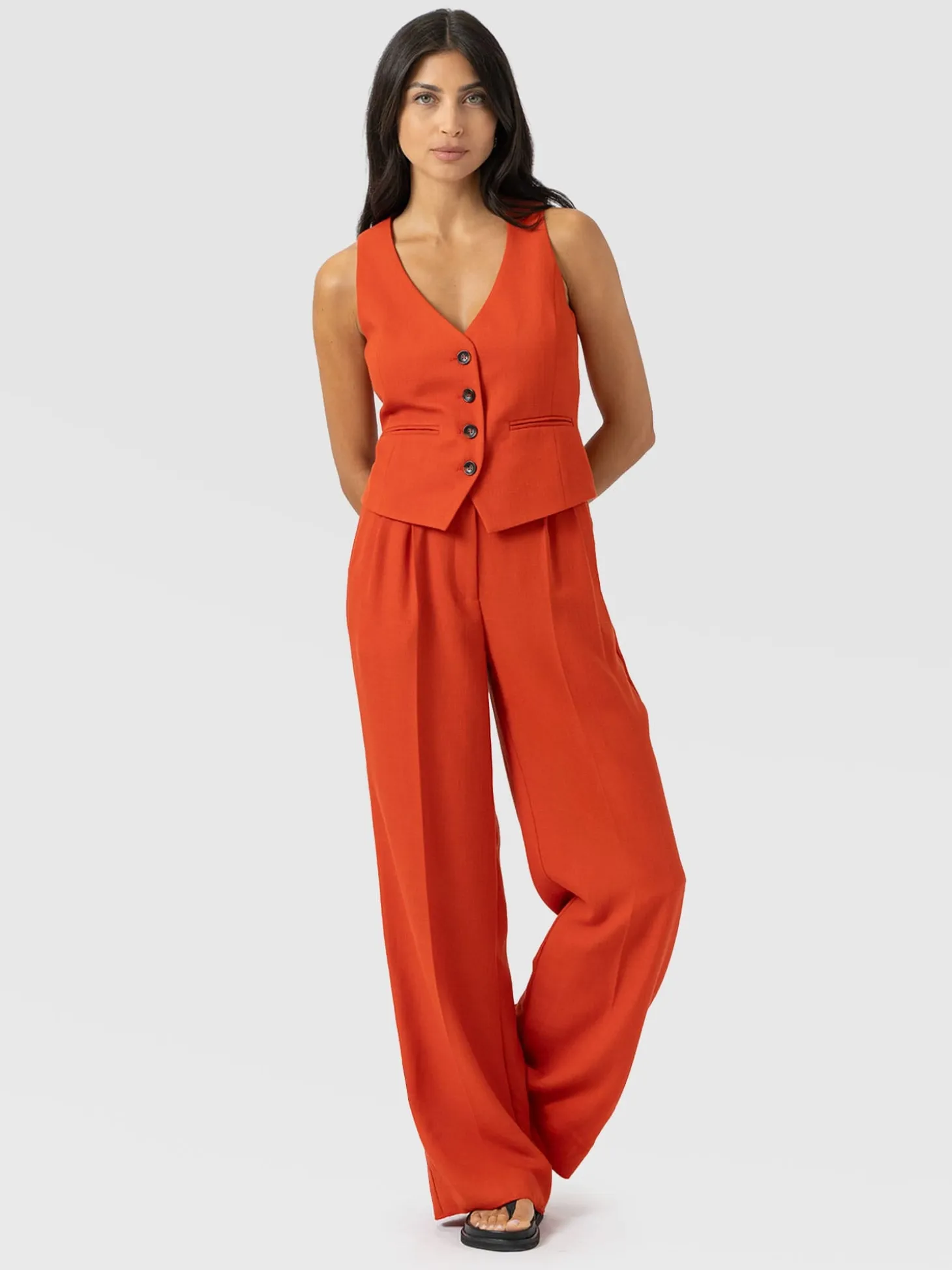 Argent Wide Leg Pant - Burnt Orange