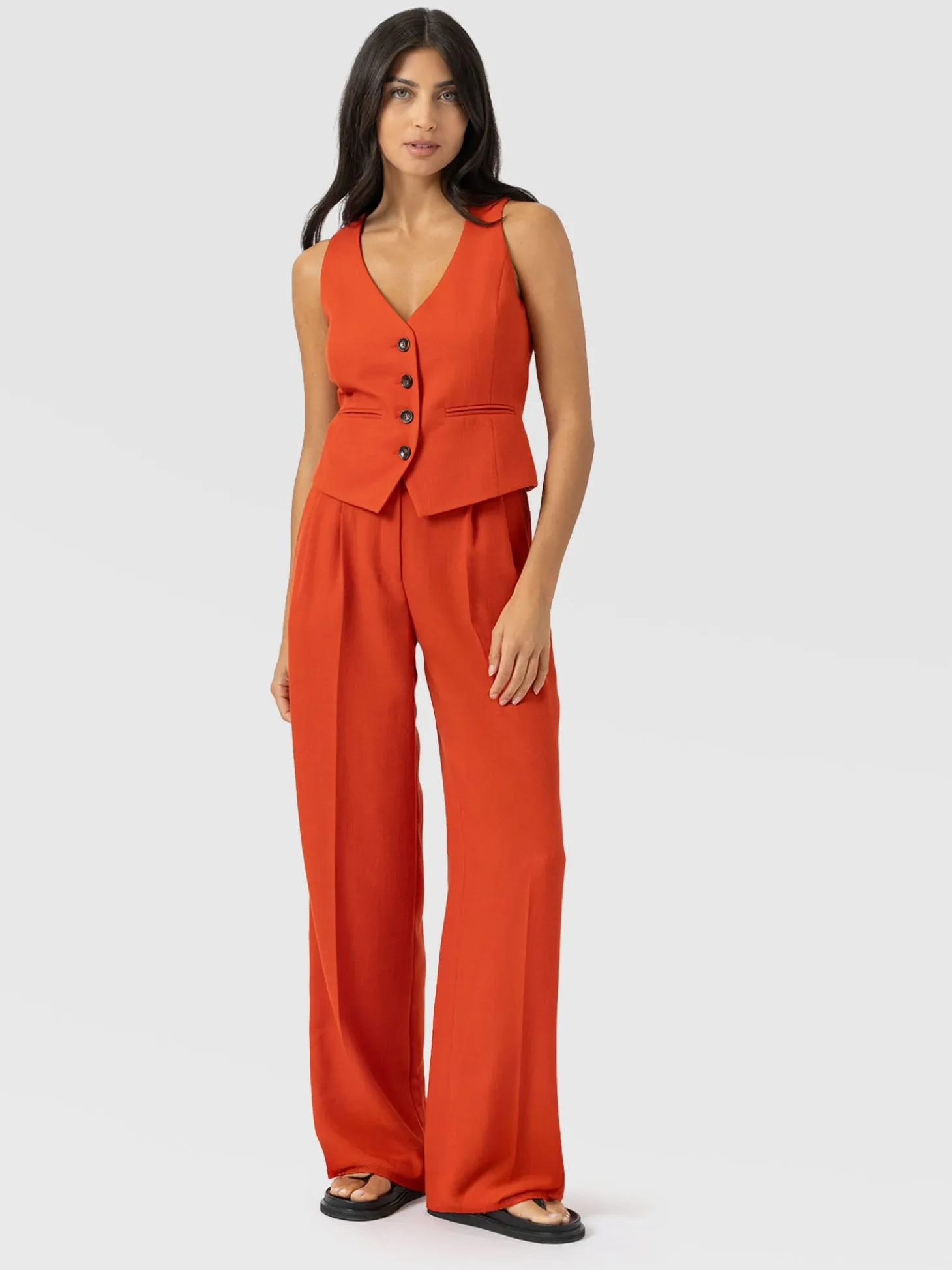 Argent Wide Leg Pant - Burnt Orange