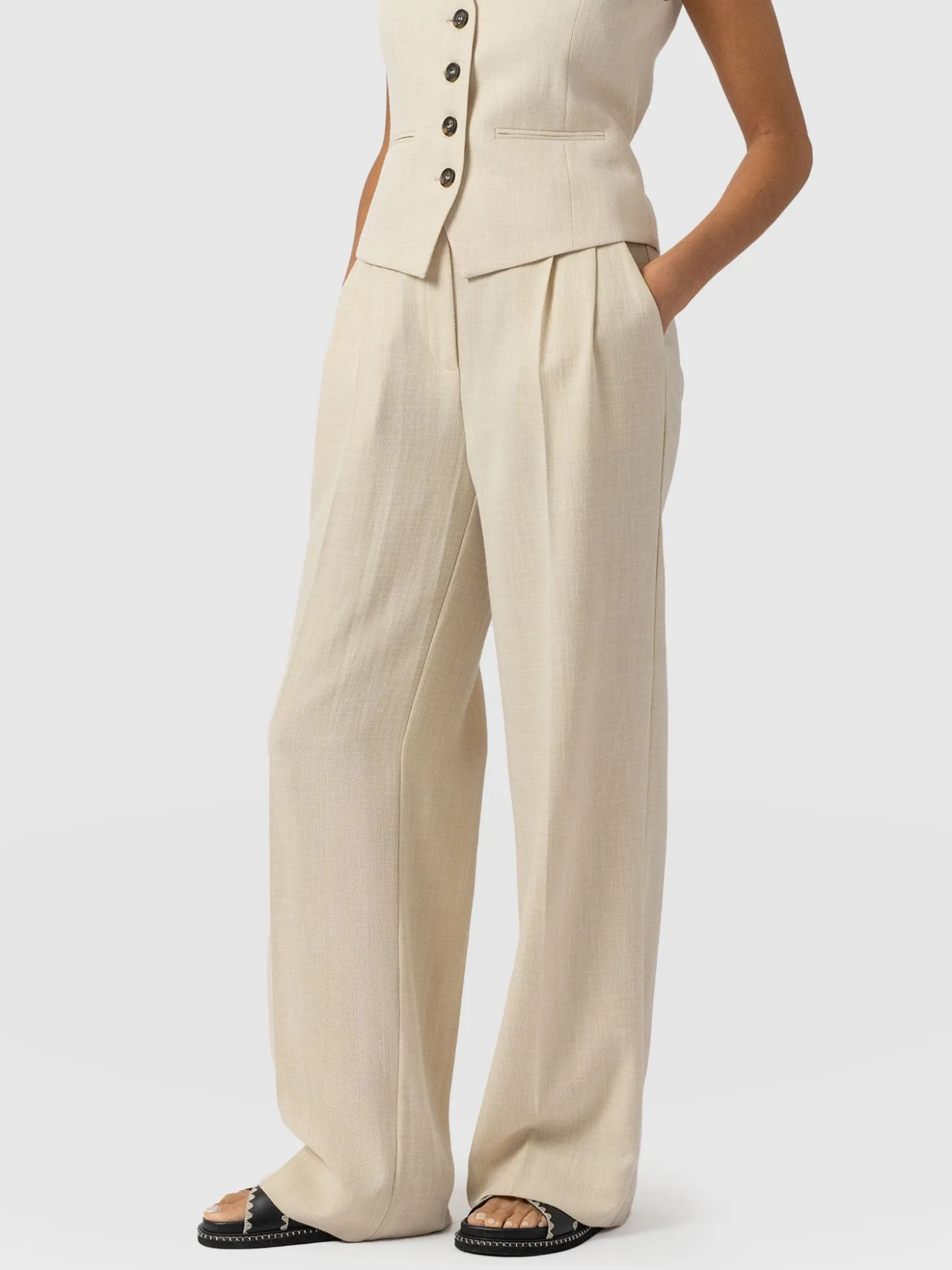 Argent Wide Leg Pant - Cream