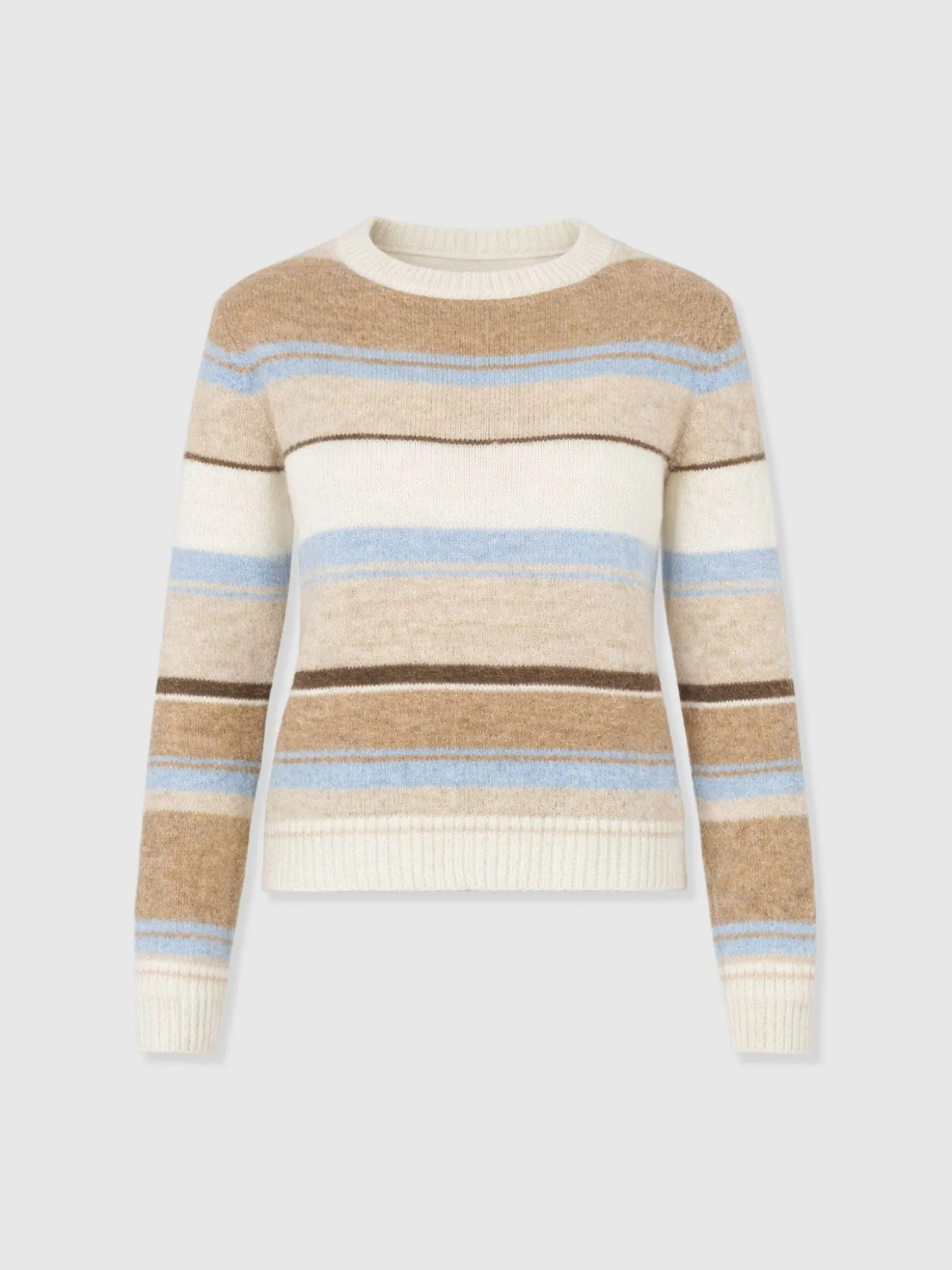 Ariella Boat Neck Sweater - Blue/Brown Stripe