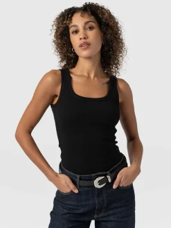Asher Scoop Neck Vest - Black