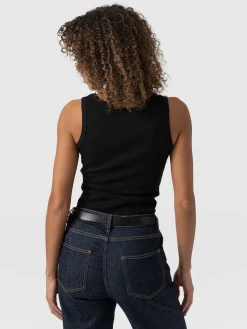 Asher Scoop Neck Vest - Black