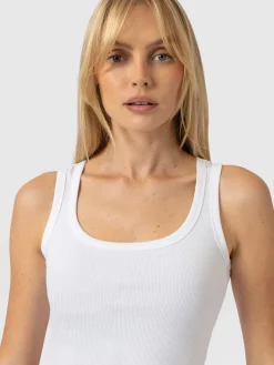 Asher Scoop Neck Vest - White