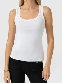 Asher Scoop Neck Vest - White