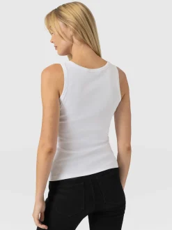 Asher Scoop Neck Vest - White