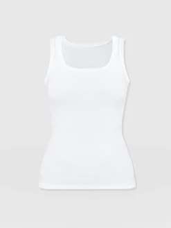 Asher Scoop Neck Vest - White