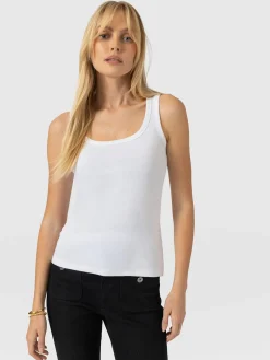 Asher Scoop Neck Vest - White