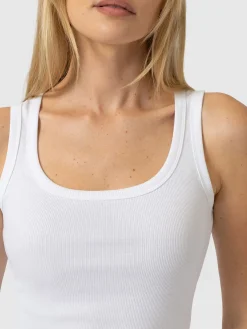 Asher Scoop Neck Vest - White
