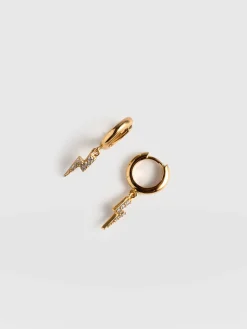 Astral Lightning Charm Drop Earrings - Gold
