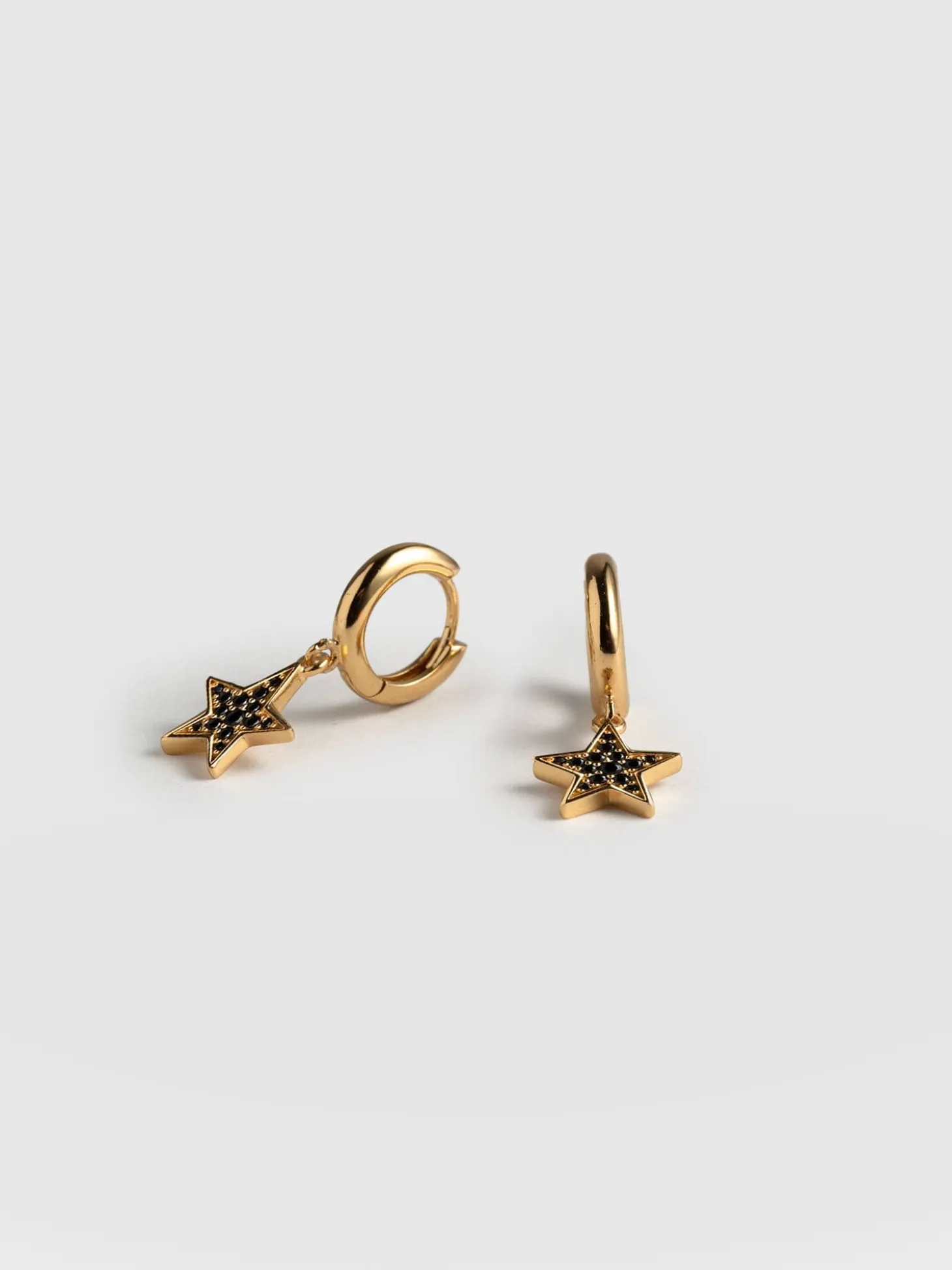 Astral Star Charm Drop Huggie Earrings - Gold/Black