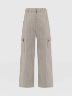 Astrid Cargo Pant - Brown Herringbone