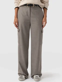 Astrid Cargo Pant - Brown Herringbone