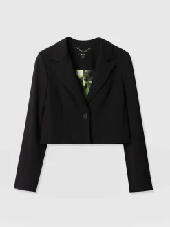 Astrid Cropped Blazer - Black Crepe