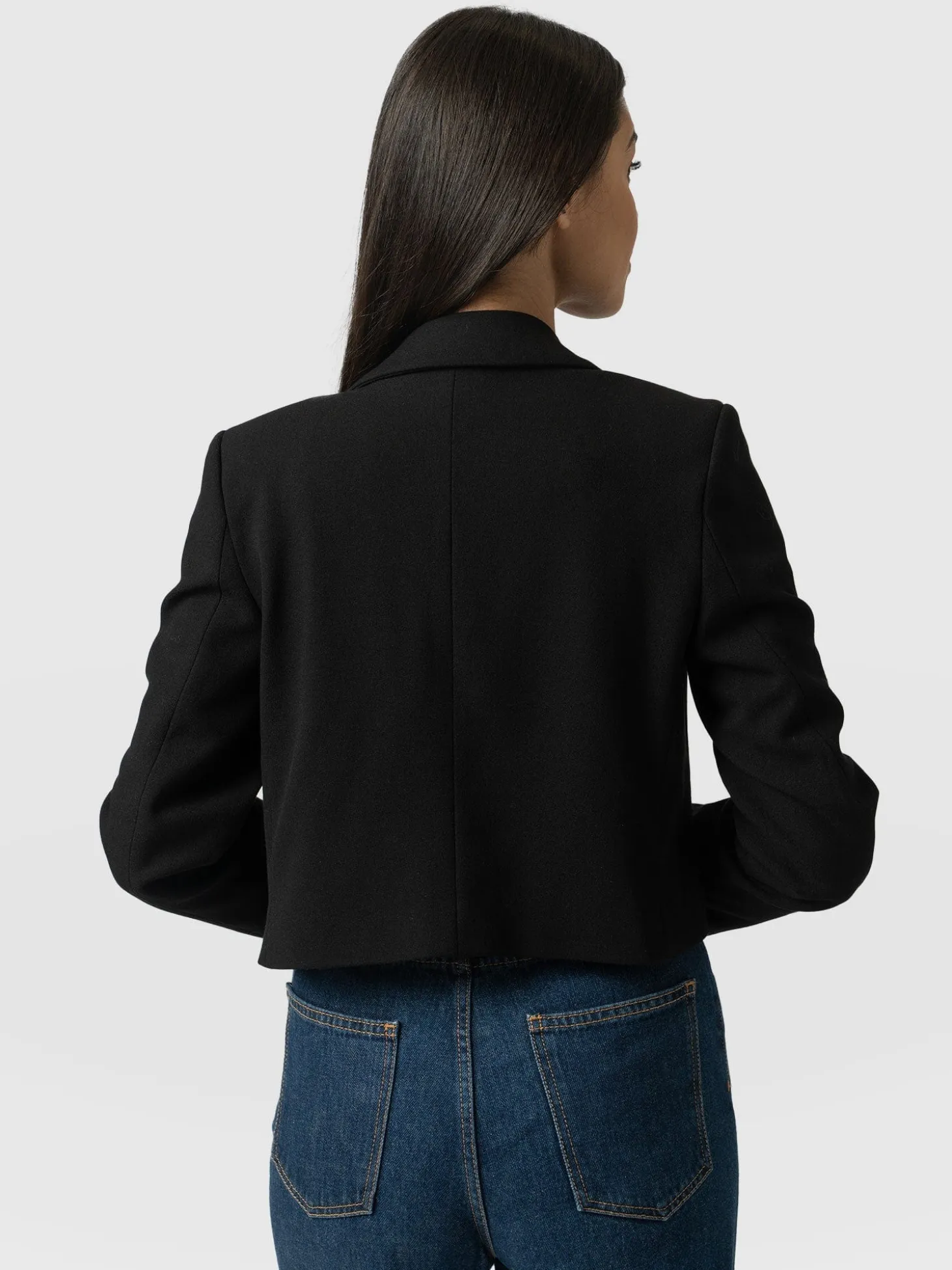 Astrid Cropped Blazer - Black Crepe