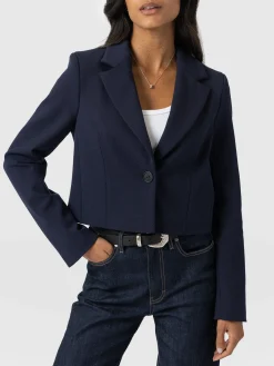 Astrid Cropped Blazer - Navy