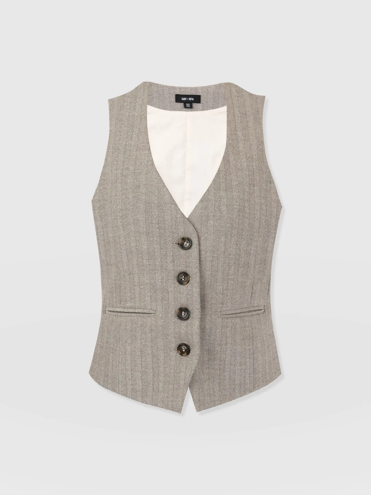Astrid Vest - Brown Herringbone