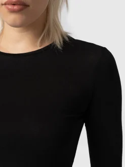 Austen Crew Neck Long Sleeve Tee - Black