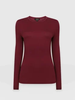 Austen Crew Neck Long Sleeve Tee - Burgundy