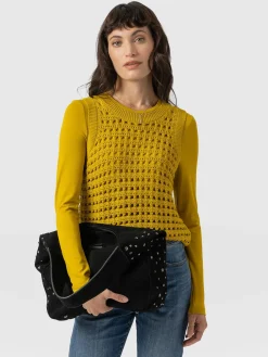 Austen Crew Neck Long Sleeve Tee - Mustard