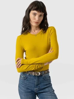Austen Crew Neck Long Sleeve Tee - Mustard