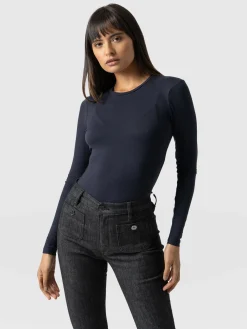 Austen Crew Neck Long Sleeve Tee - Navy