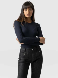 Austen Crew Neck Long Sleeve Tee - Navy