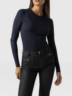 Austen Crew Neck Long Sleeve Tee - Navy