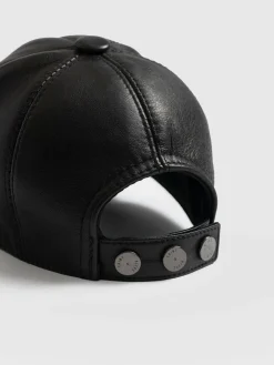 Avalon Leather Baseball Cap - Black