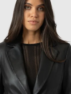 Axel Single Breasted Blazer - Black Leather