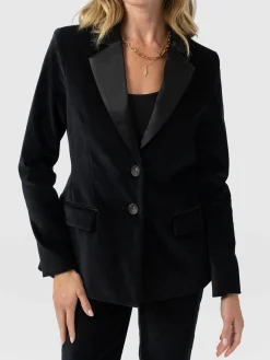 Axel Single Breasted Blazer - Black Velvet