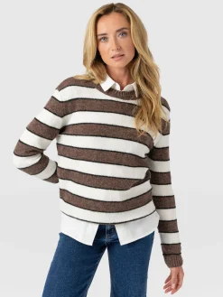 Azura Knit Sweater - Brown Stripe